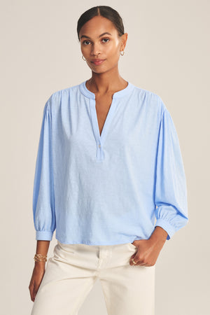 KNOX COTTON SLUB 3/4 SLEEVE SPLIT NECK TEE – Velvet by Graham