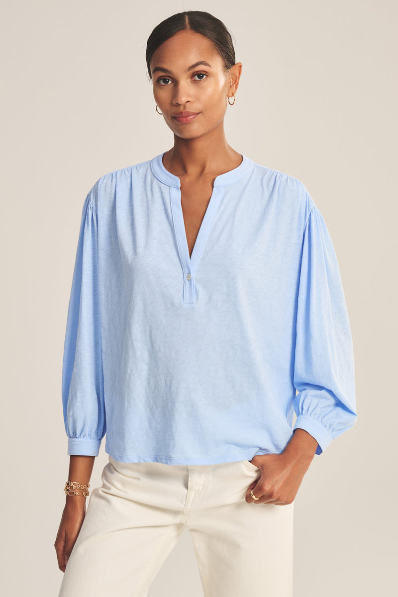KNOX COTTON SLUB 3/4 SLEEVE SPLIT NECK TEE – Velvet by Graham