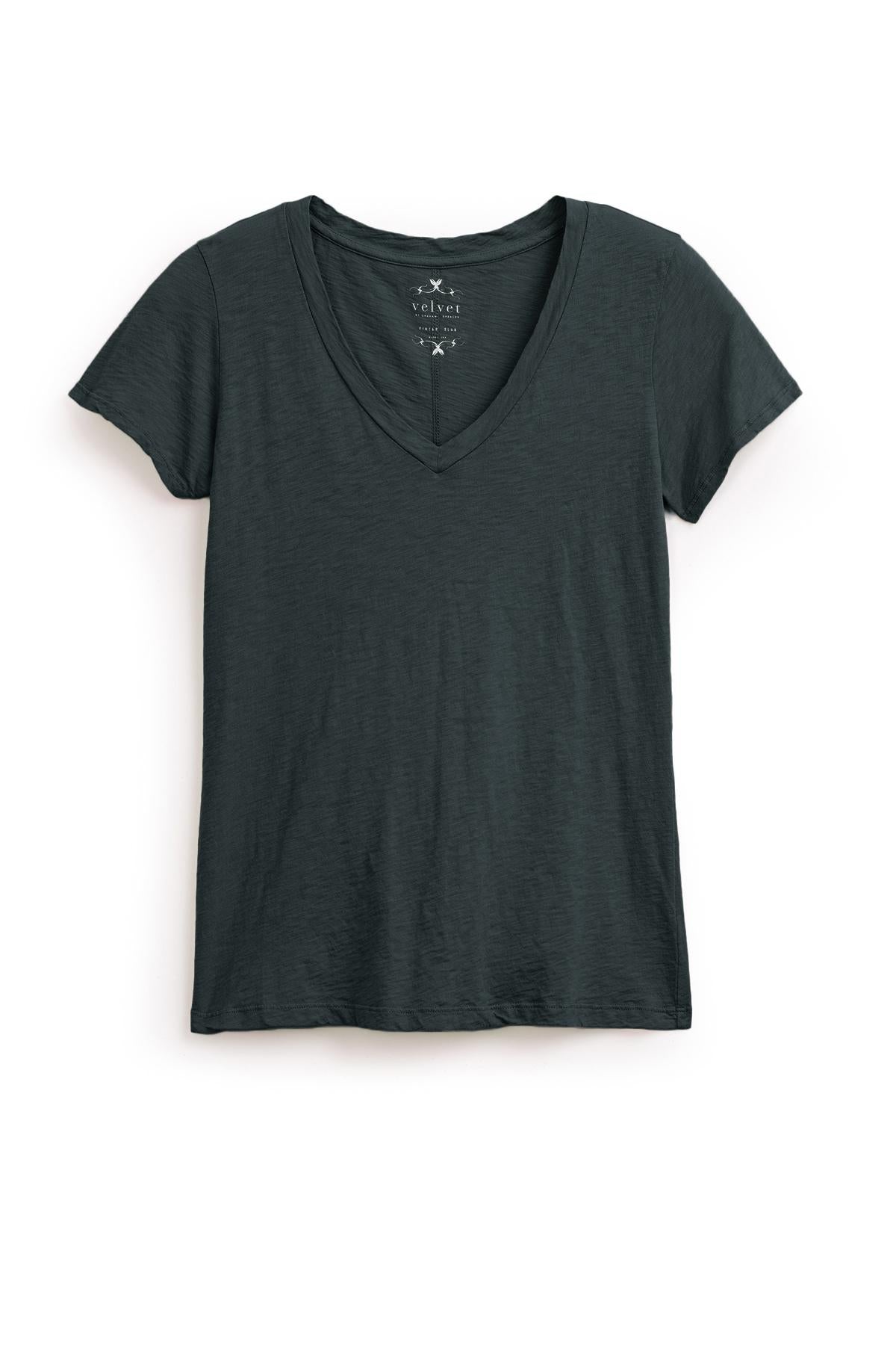   A great LILITH COTTON SLUB V-NECK TEE with a tomboy style by Velvet by Graham & Spencer. 