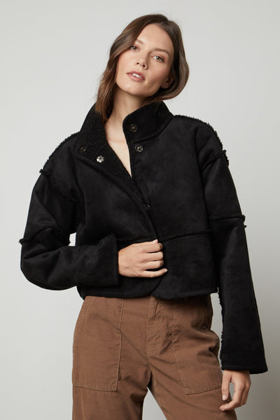 KELLY LUXE SHERPA MOCK NECK REVERSIBLE JACKET – Velvet by Graham
