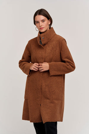 Mirabel Faux Lux Sherpa Reversible Coat front view