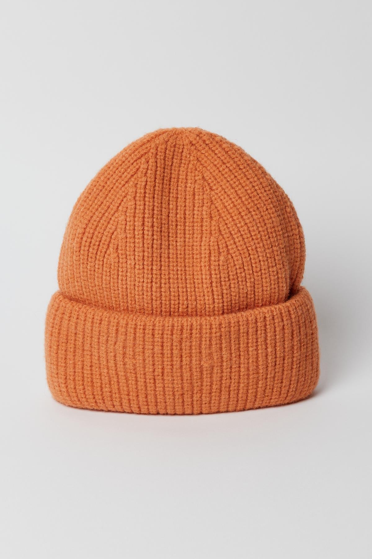 A comfortable orange MAJOR BEANIE by Velvet by Graham & Spencer, perfect for winter weather, on a white background.-35211058282689