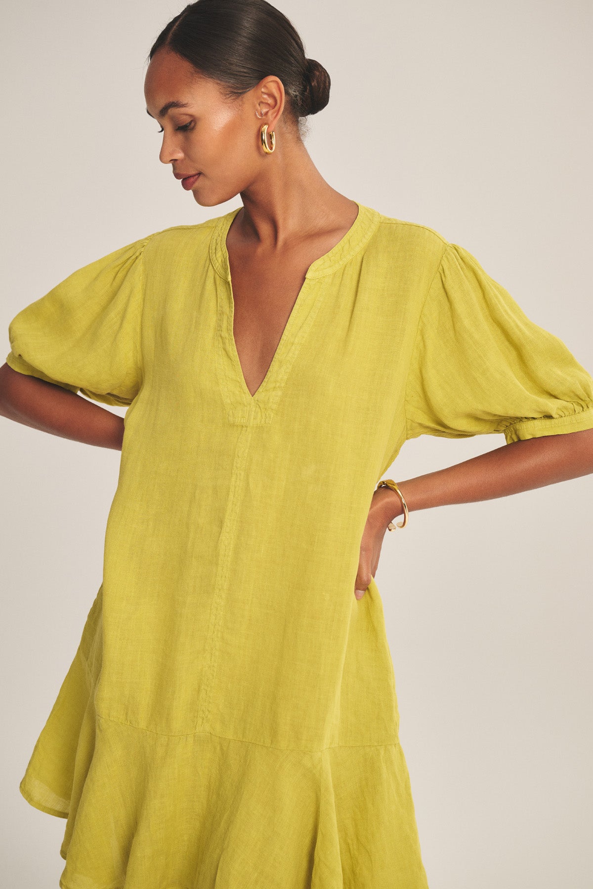 Velvet By Graham & Spencer Meadow LINEN MINI Dress - Yellow Velvet By Graham & Spencer Meadow LINEN MINI Dress - Yellow