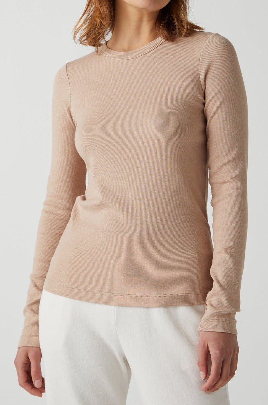 Long Sleeve Camino Tee in nude front-26458425065665