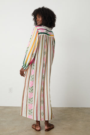 Peyton Maxi dress in multi colored jacquard full length back