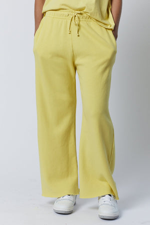 Montecito Sweatpant in lemon yellow front
