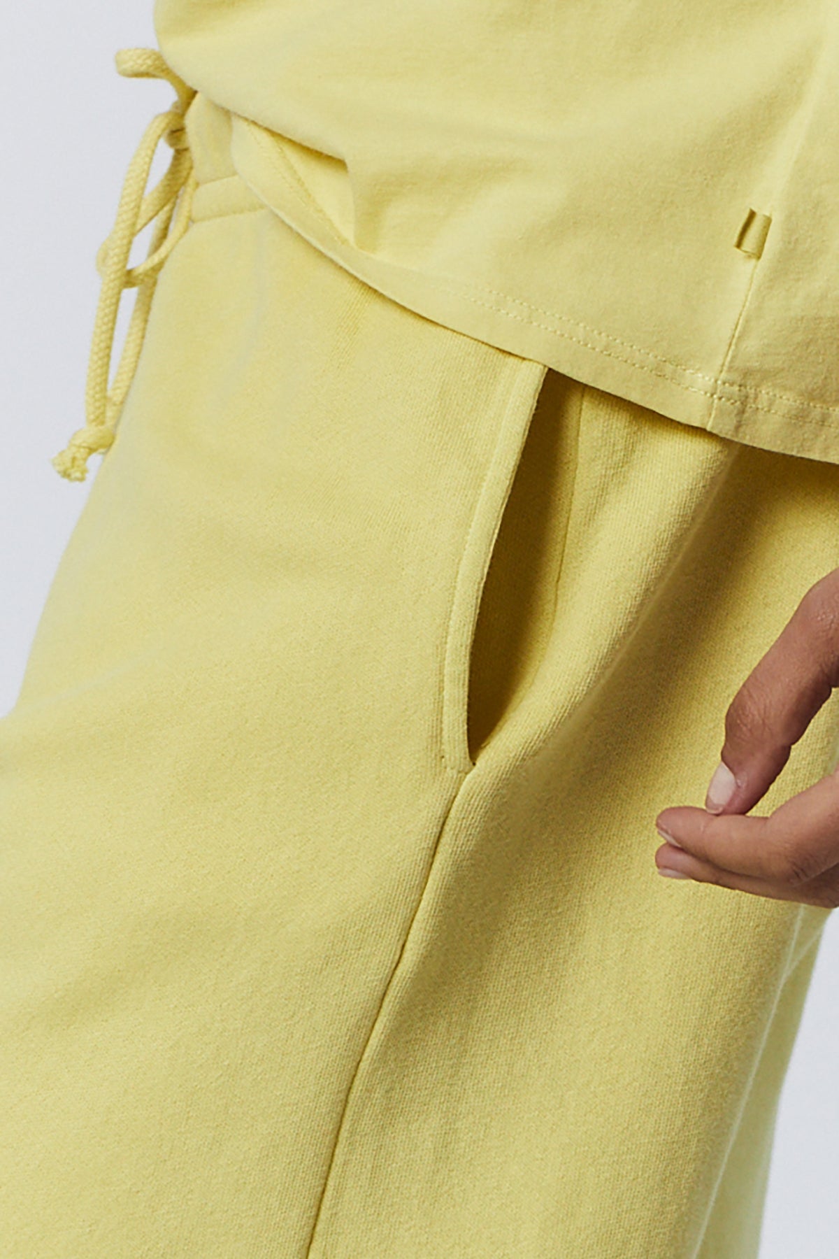 Montecito Sweatpant in lemon yellow side pocket detail-26631042138305