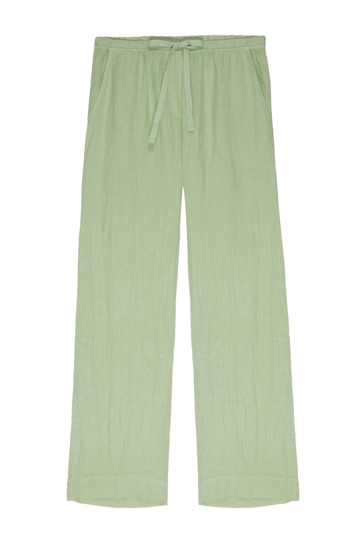 Light green Velvet by Jenny Graham PICO PANTS with an elastic waist, displayed flat on a white background.-36580165419201