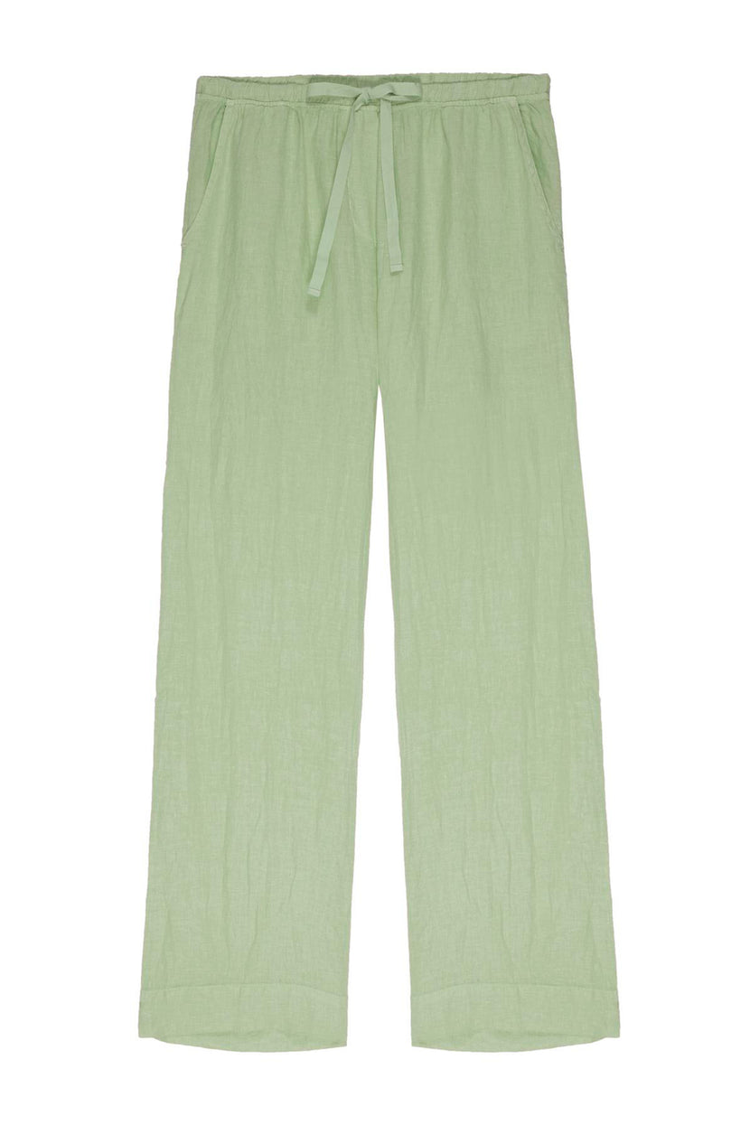 Light green Velvet by Jenny Graham PICO PANTS with an elastic waist, displayed flat on a white background.