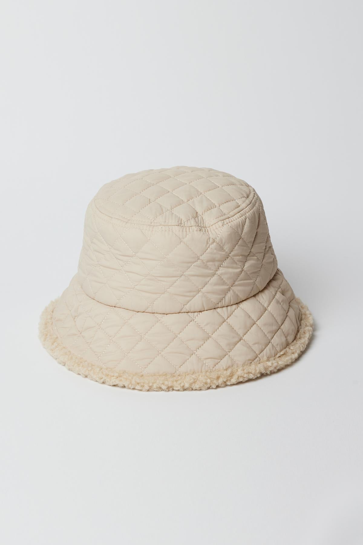 Quilted Bucket Hat in Ivory-26749513498817