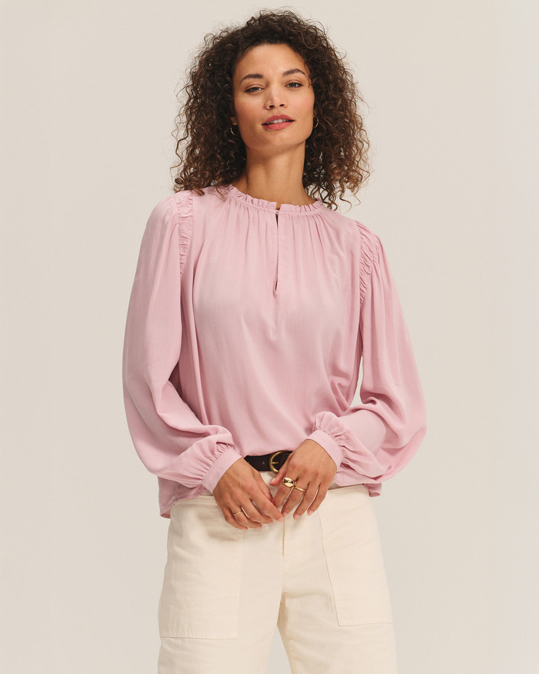 A woman wearing the Tamara Top by Velvet by Graham & Spencer.