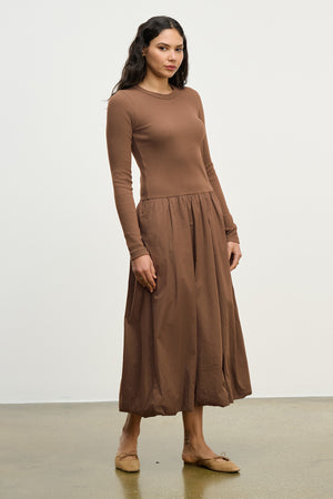 DOLCE RIB POPLIN MIX BUBBLE HEM DRESS – Velvet by Graham & Spencer
