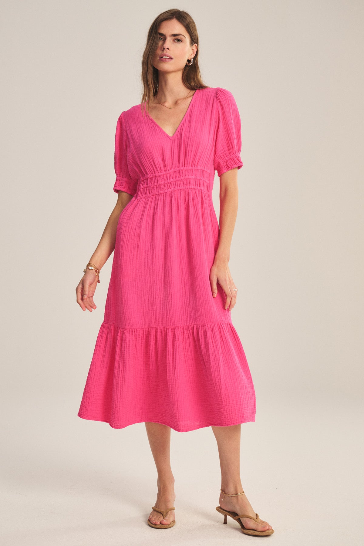 RIVELLE COTTON GAUZE TIERED MIDI DRESS – Velvet by Graham & Spencer