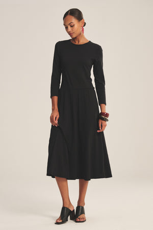 RIVER COTTON SLUB 3/4 SLEEVE A-LINE MIDI DRESS – Velvet by Graham & Spencer