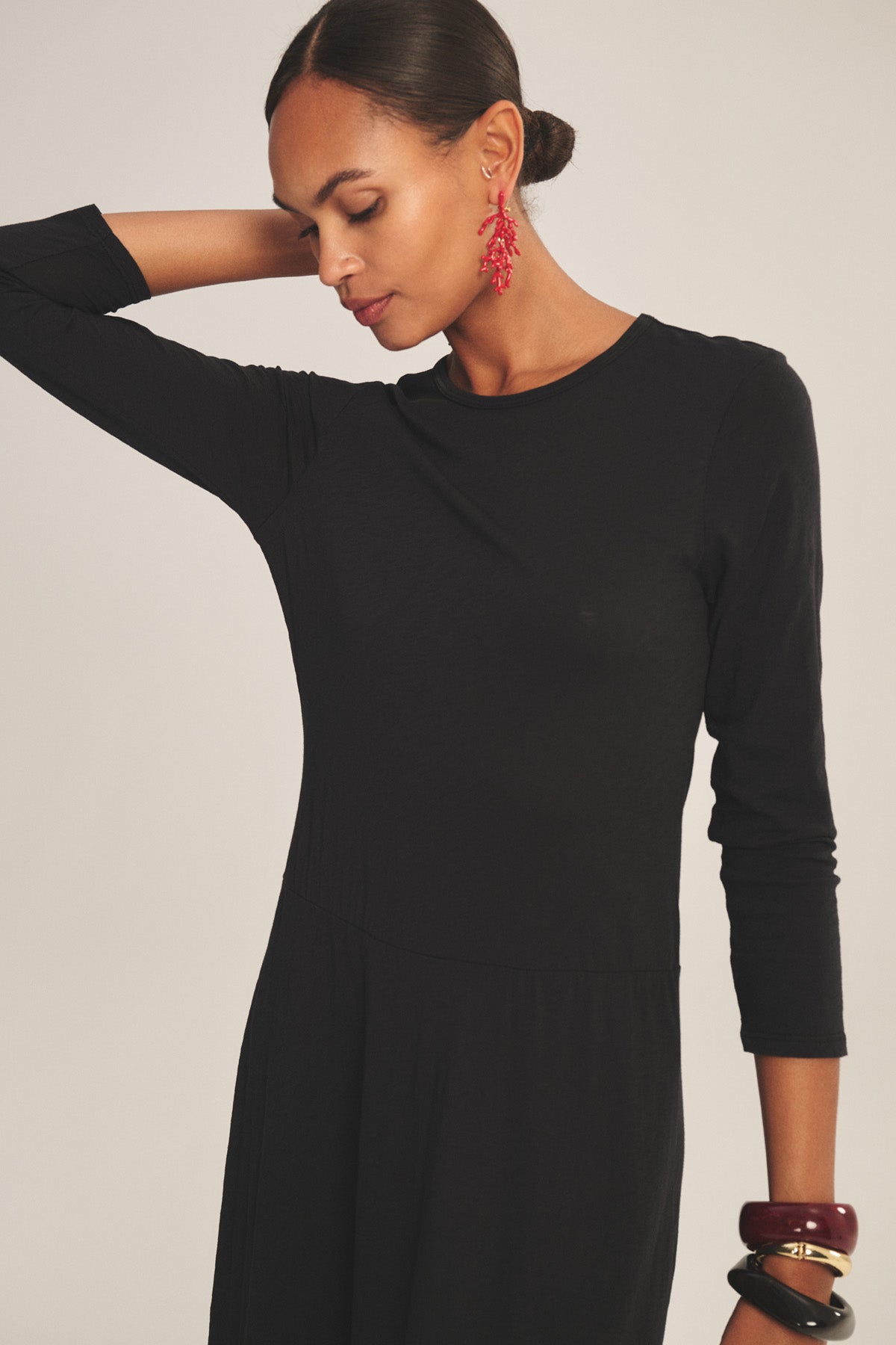 RIVER COTTON SLUB 3/4 SLEEVE A-LINE MIDI DRESS Velvet by Graham & Spencer RIVER COTTON SLUB 3/4 SLEEVE A-LINE MIDI DRESS Velvet by Graham & Spencer