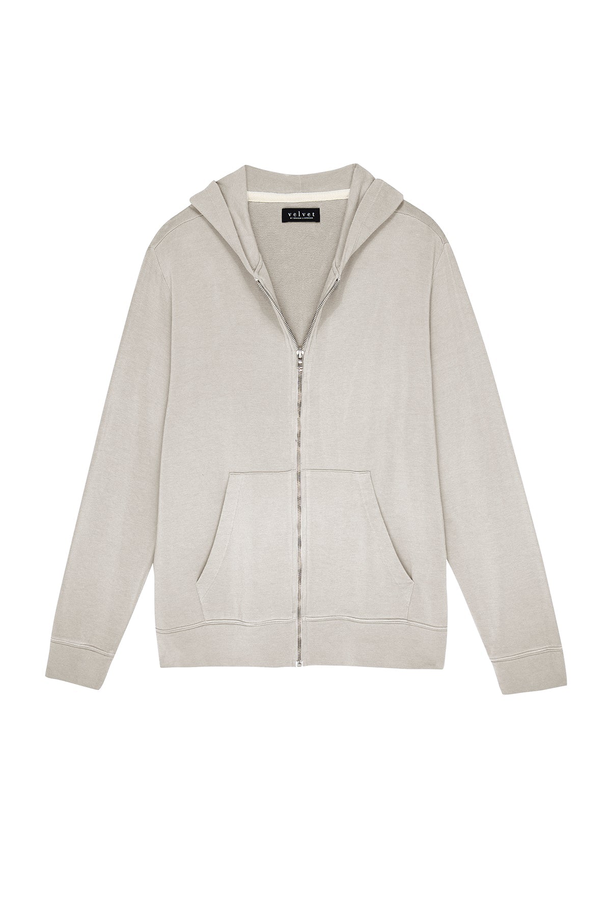   A RODAN LUXE FLEECE ZIP HOODIE by Velvet by Graham & Spencer, with a zippered hood, perfect for gym-class. 