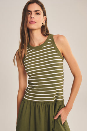 ROMINA STRIPE RIB POPLIN MIXED MEDIA SLEEVELESS MAXI DRESS – Velvet by  Graham & Spencer