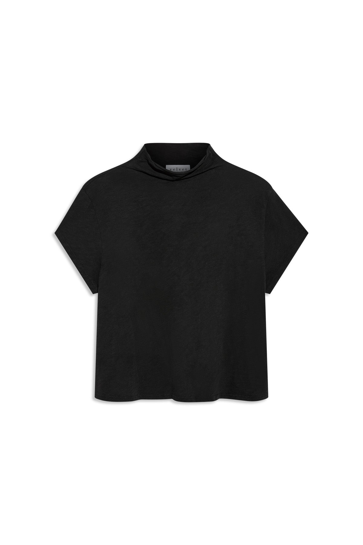 Black SAVI TEE boxy short-sleeved top with a relaxed turtleneck.-46461710991553