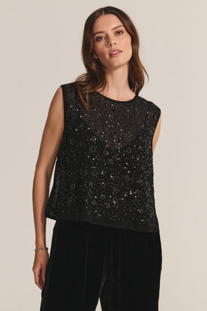 SERENA SEQUIN SLEEVELESS TOP – Velvet by Graham & Spencer