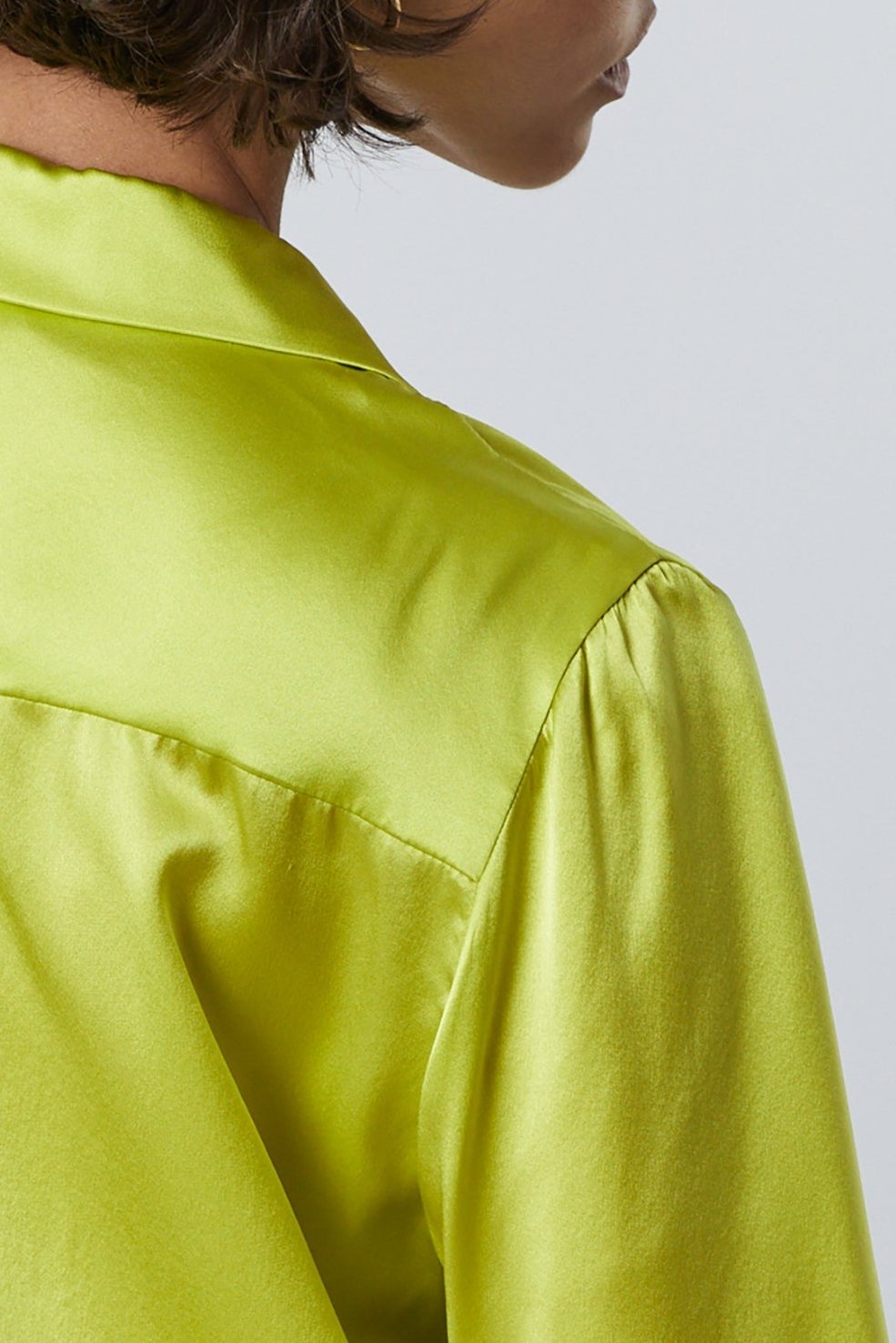   Soho Top in lime back shoulder close up detail 