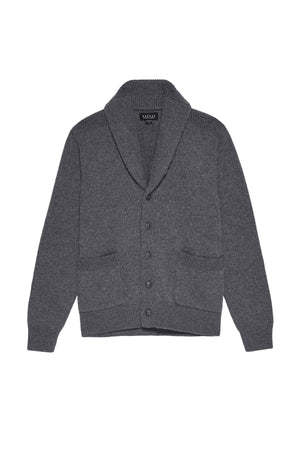 The THORNTON button front cardigan by Velvet by Graham & Spencer, featuring a shawl collar, creates a polished appearance.