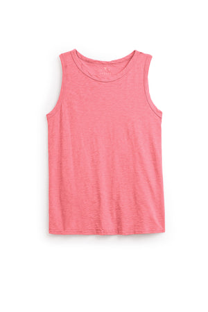 The MARIE TEE by Velvet by Graham & Spencer is a sleeveless pink cotton slub tee with a relaxed boxy fit, shown laid flat on a white background.