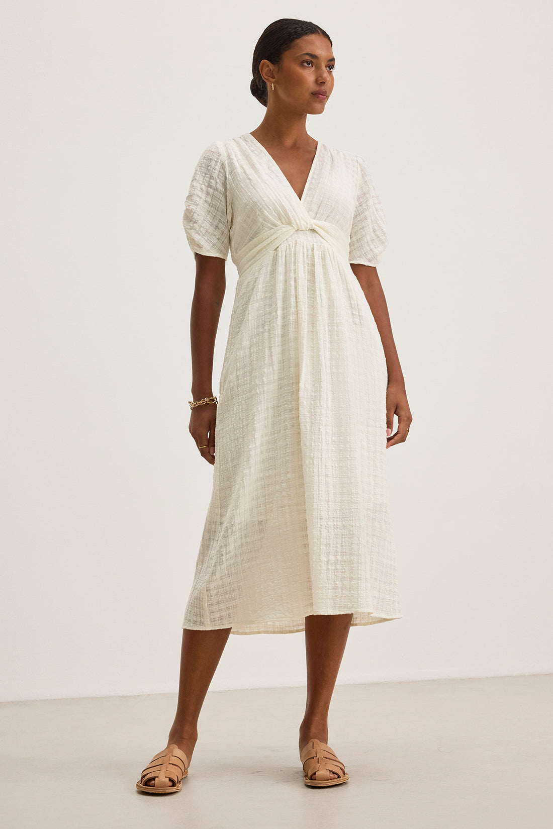 ELOISE TEXTURED COTTON GAUZE MIDI DRESS – Velvet by Graham & Spencer