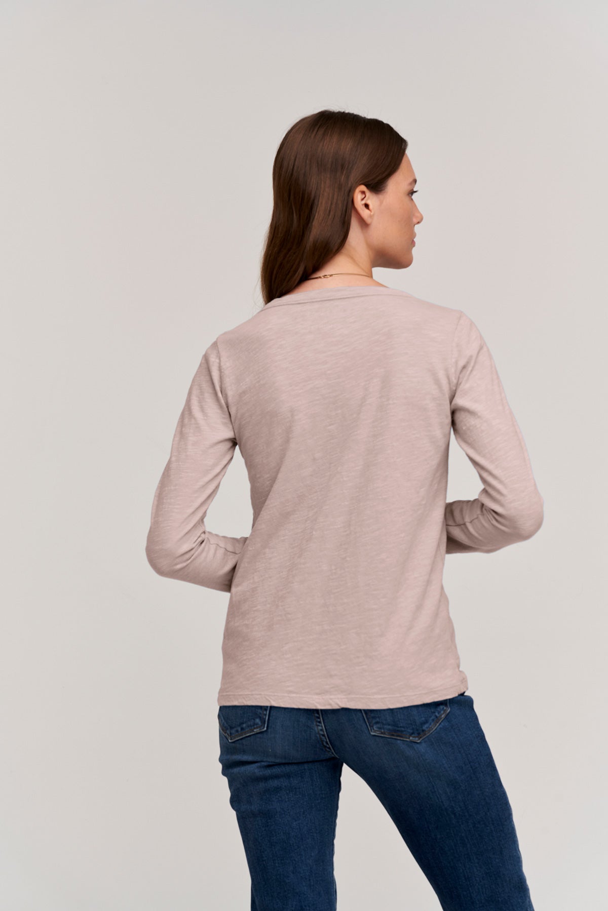   Lizzie Long Sleeve Tee in Rosegold exclusive back view 