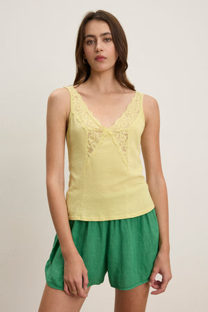 メゾンスペシャル　Hem Lace Velvet Tank Top SALE】Hem Lace Velvet Tank Top