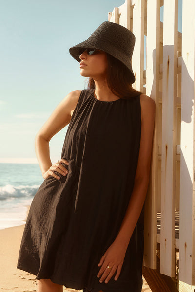 Women's Margot Silk Cotton Voile Dress Black Medium