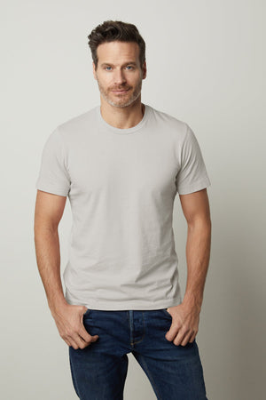 howard whisper classic crew neck tee in cement crew neck tee in cement front view