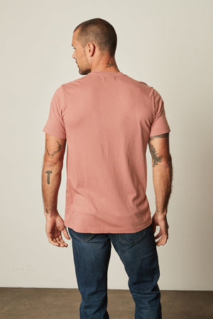 Howard Crew Neck Tee in scallop with blue denim back