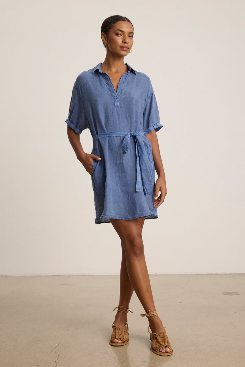 Women's Stella Linen Dress Indigo Large