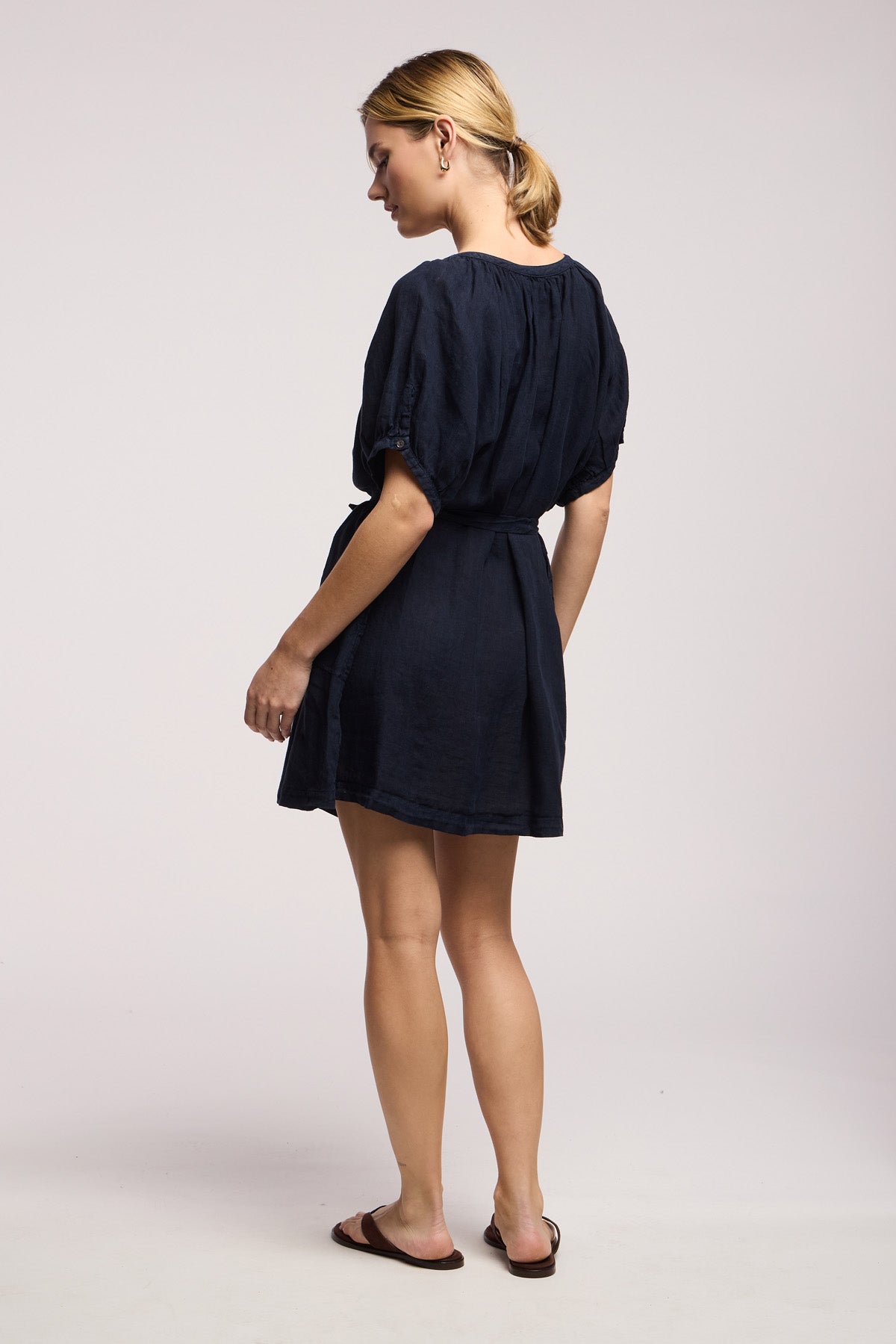 loose linen tunic dress Neewe Women's Long Dress Summer Plain Scoop Neck Linen Tunic Dress Casual Loose Short Sleeve Midi Long Beach Dress, Size: 2XL