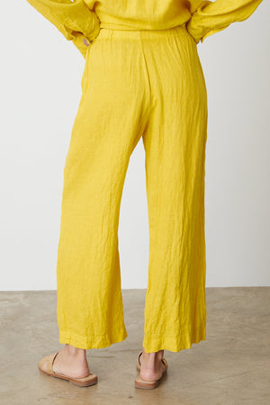 Lola pant in bright yellow sun colored linen back