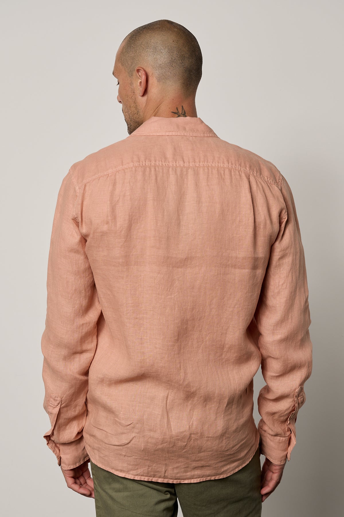 Benton Button-Up Shirt in bronze linen back-35955069190337