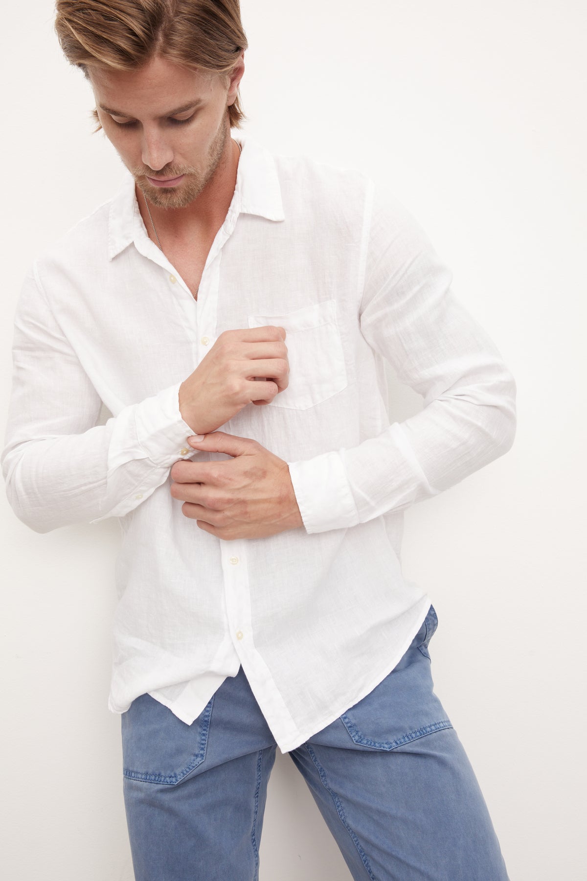 BENTON LONG SLEEVE LINEN BUTTON UP SHIRT – Velvet by Graham & Spencer