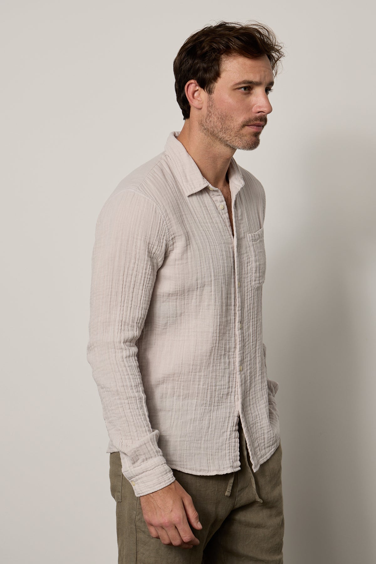 Elton Button-Up Shirt in cirrus side & front-26630101467329