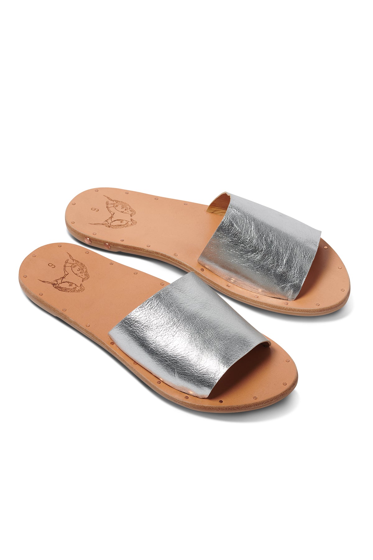 a pair of MOCKINGBIRD SANDAL BY BEEK slide sandals on a white background.-20266124345537