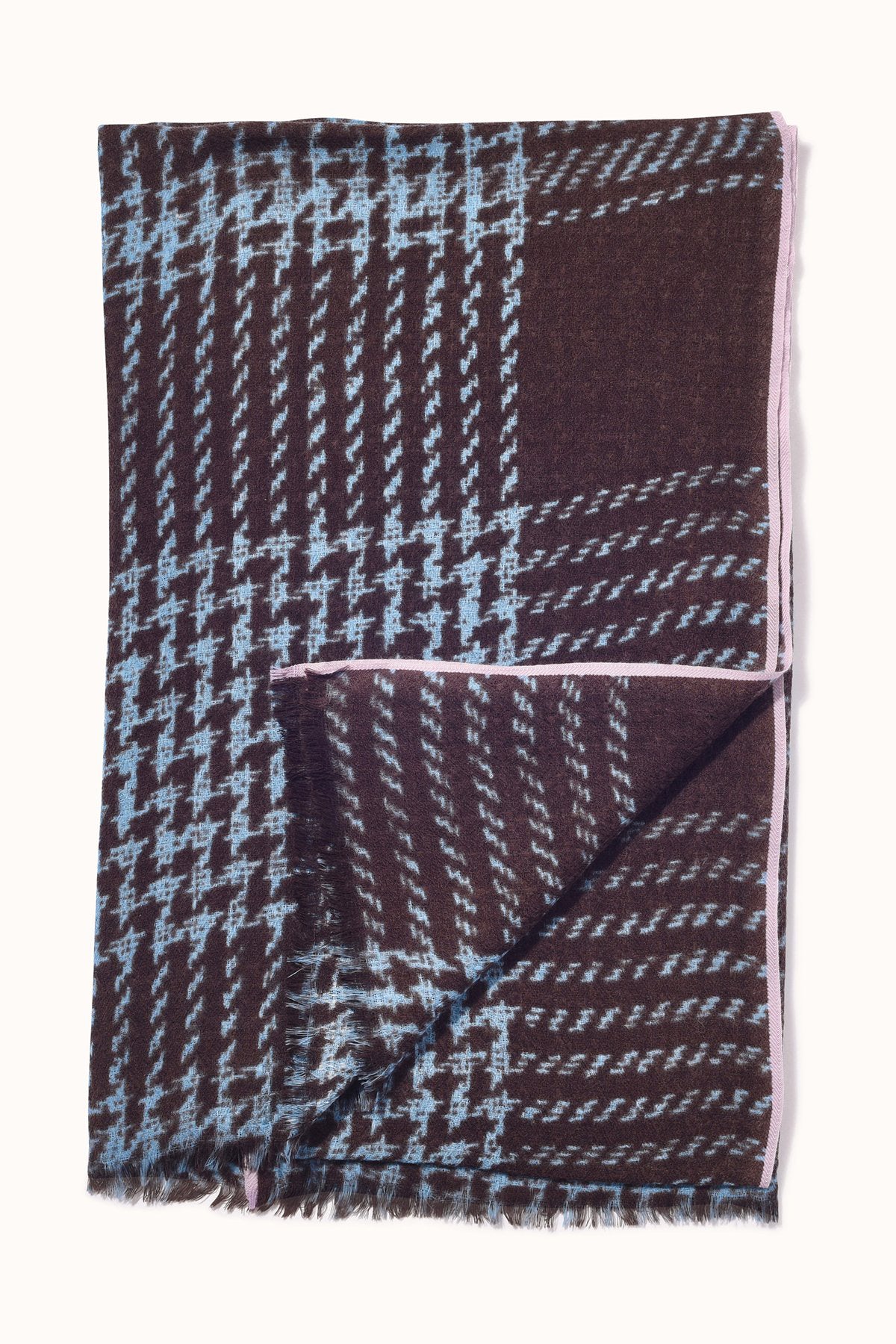 Tweed Check Wool Scarf Dark Chocolate-23384121442497