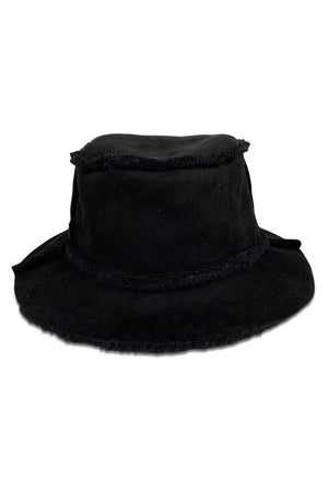 Reversible Faux Shearling Bucket Hat Black