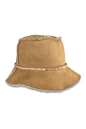 Reversible Faux Shearling Bucket Hat Natural