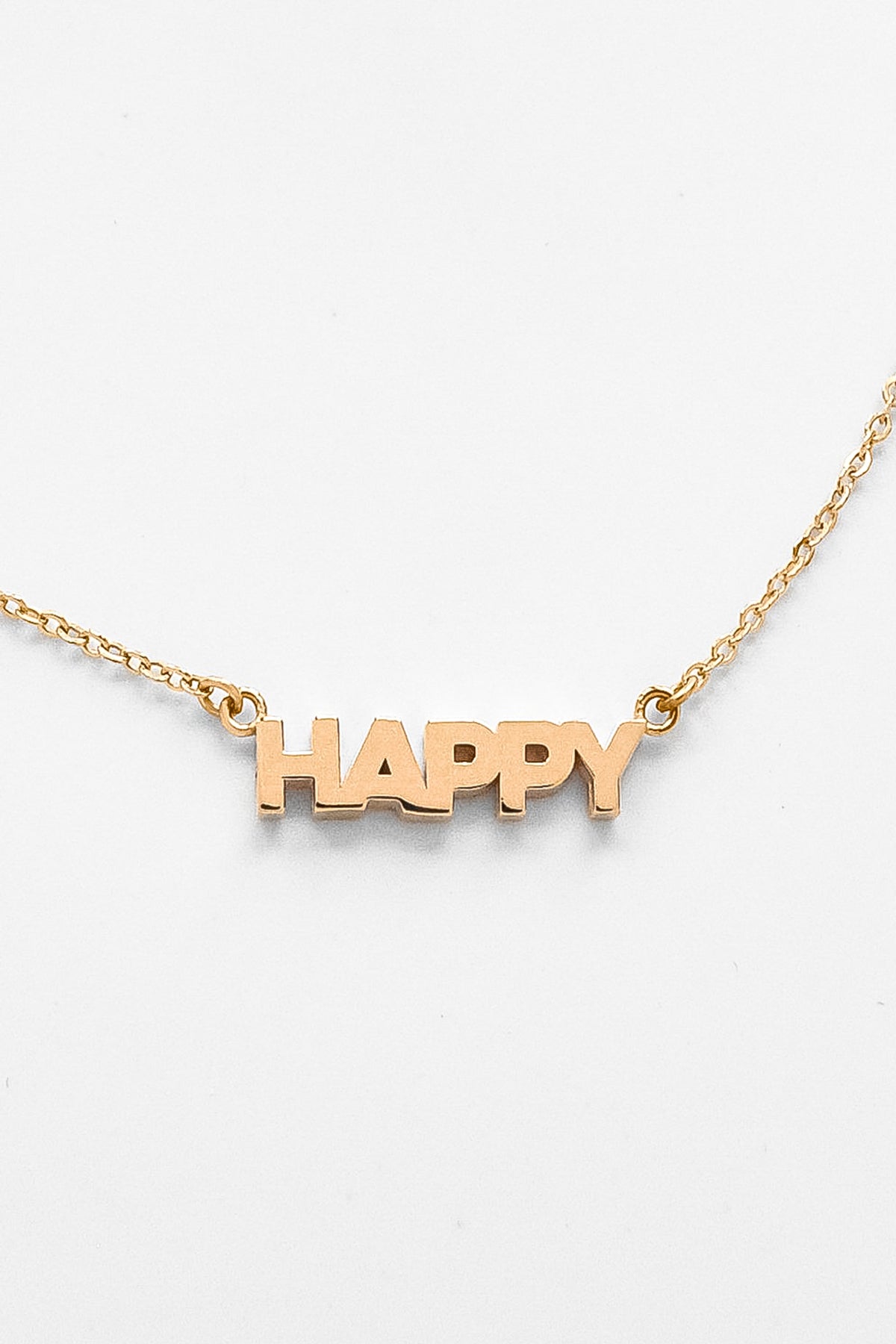 Happy Script Necklace Gold-23749358223553