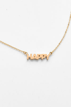 Happy Script Necklace Gold 2