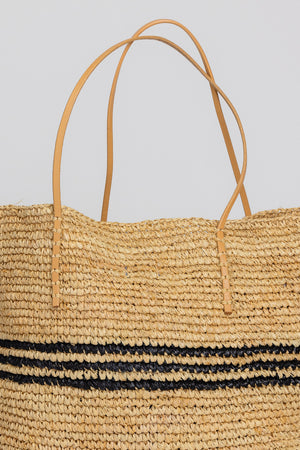 a LUXE STRIPE STRAW TOTE by Velvet by Graham & Spencer on a white background.