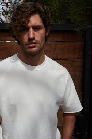 Front Detail of Keyon French Terry Sweatshirt in Salt