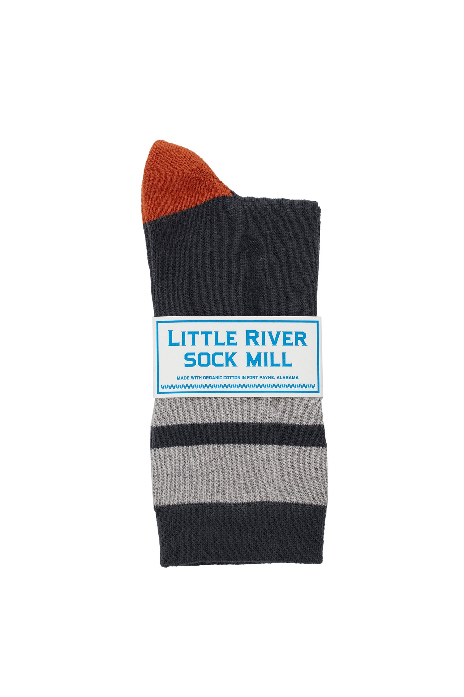   CUSHIONED STRIPED CREW SOCK BY LITTLE RIVER SOCK MILL 