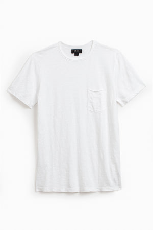 A Velvet by Graham & Spencer CHAD TEE with a chest pocket, crafted from textured cotton slub, displayed on a white background.