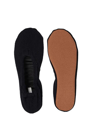 A pair of timeless and enduring Cashmere Ballet Flat Slippers by Skin on a white background.