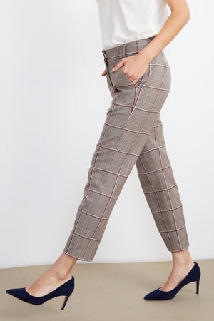 Abigail straight leg pant in red plaid side.